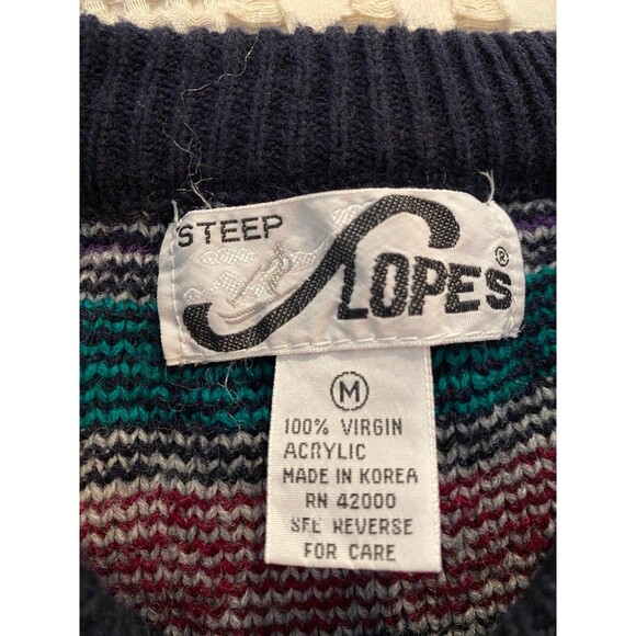 Vintage Steep Slope Ski Sweater Crew Neck Winter Snowflake Pattern Size Medium - Picture 7 of 10